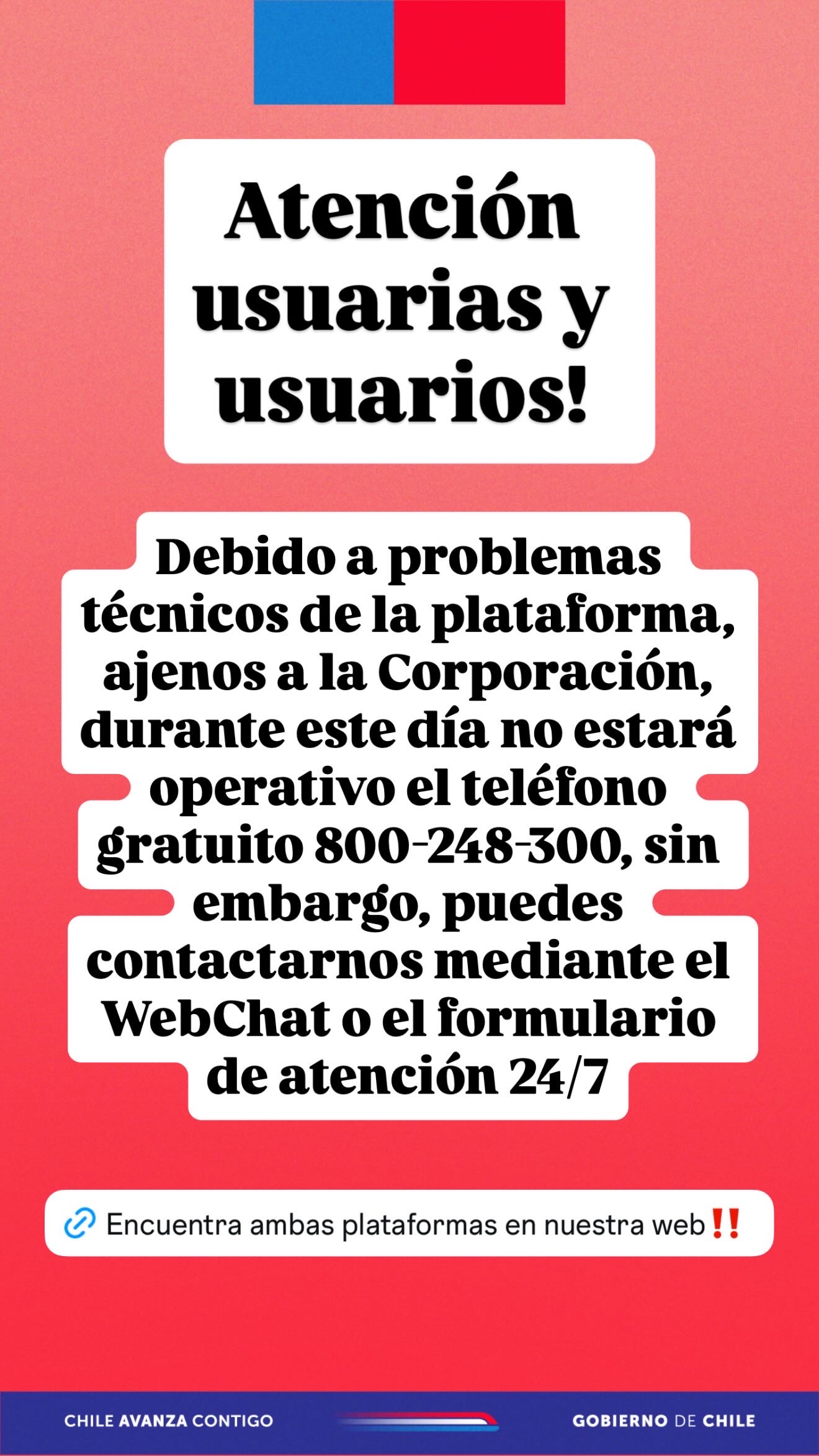 Por problemas técnicos la línea 800 no está disponible.